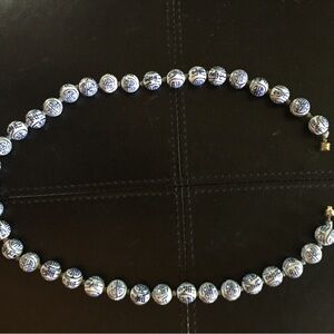 Blue and White Ceramic Balls 26” with Chinese Characters